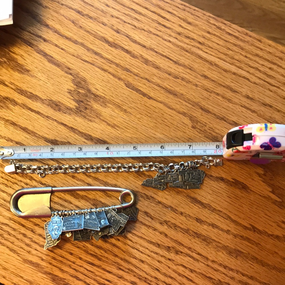 US State Charms on Sterling Silver 8” Bracelet